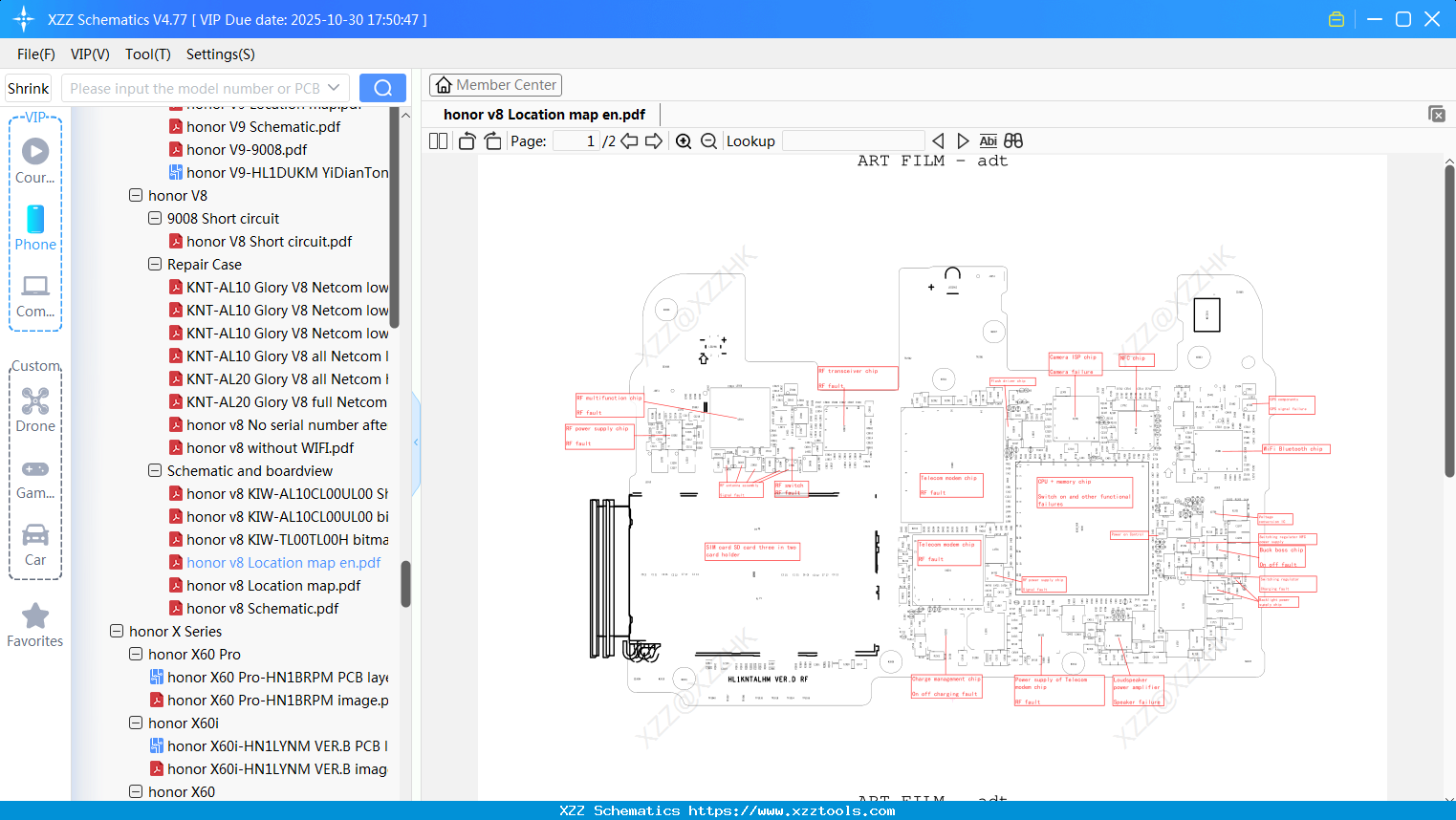 Honor V8 Location Map En